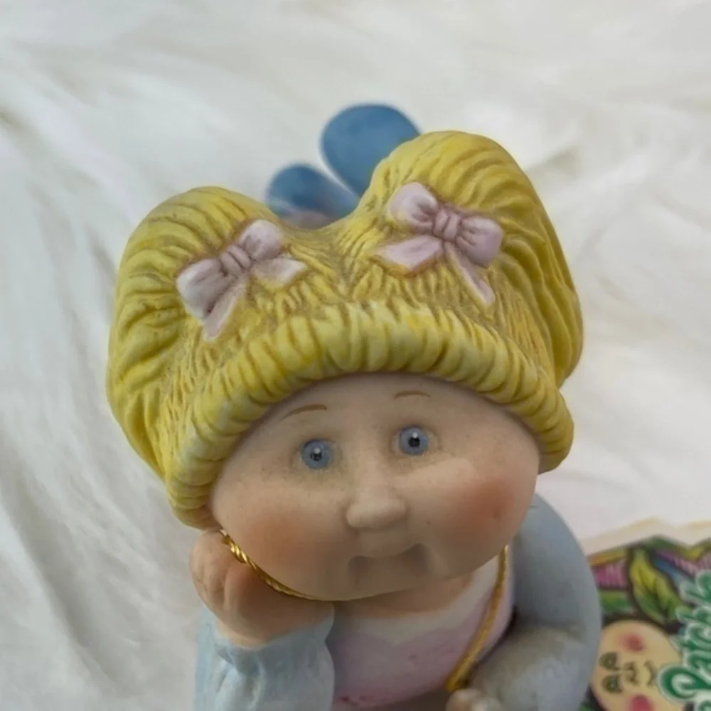 Cabbage Patch Kids Figurine Pink Overalls Blonde Girl Pigtails Vintage 1984